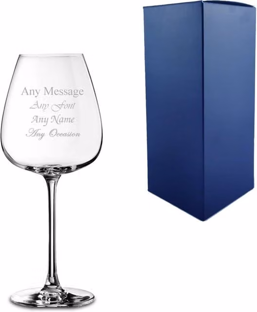 Uniqueful Personalised Engraved Red Wine Glass, Clear, 12.5oz – 1