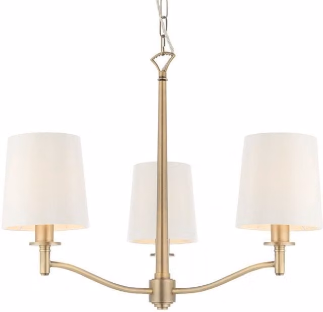 Loops 3-Bulb Multi Light Ceiling Pendant Chandelier in Antique Brass and White