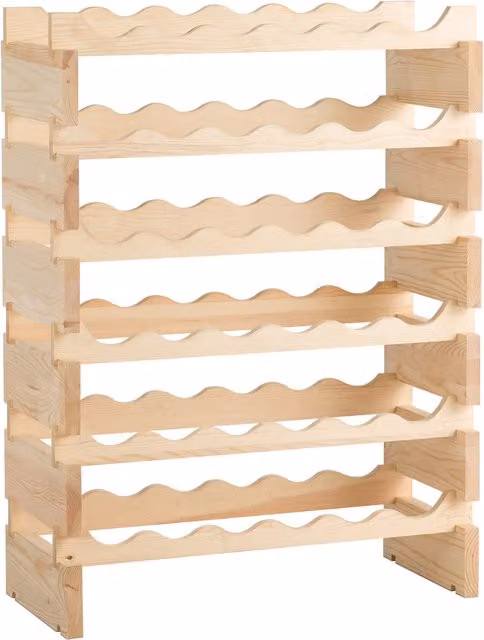 Costway 6-Level Freestanding Pine Wood Wine Rack in Nature