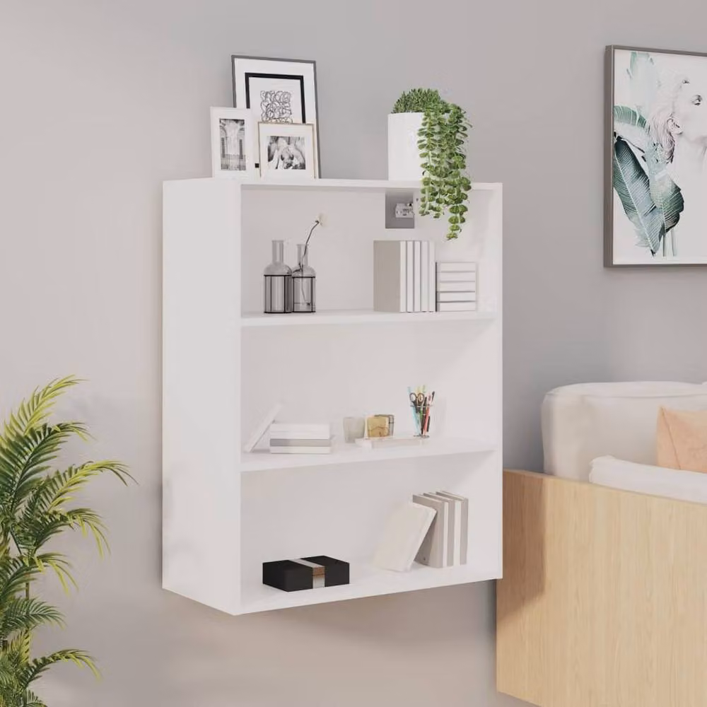 Berkfield Home White Wall Mounted Hanging Cabinet W: 69.5 cm, D: 32.5 cm, H: 90 cm – 2