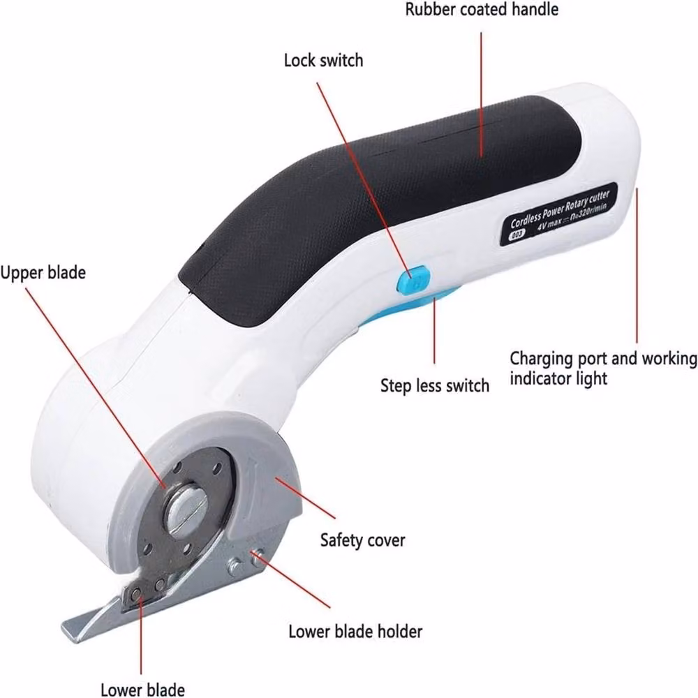 Nordara Electric Cordless Rotary Cutter in White with Hardened Steel Blade – 2