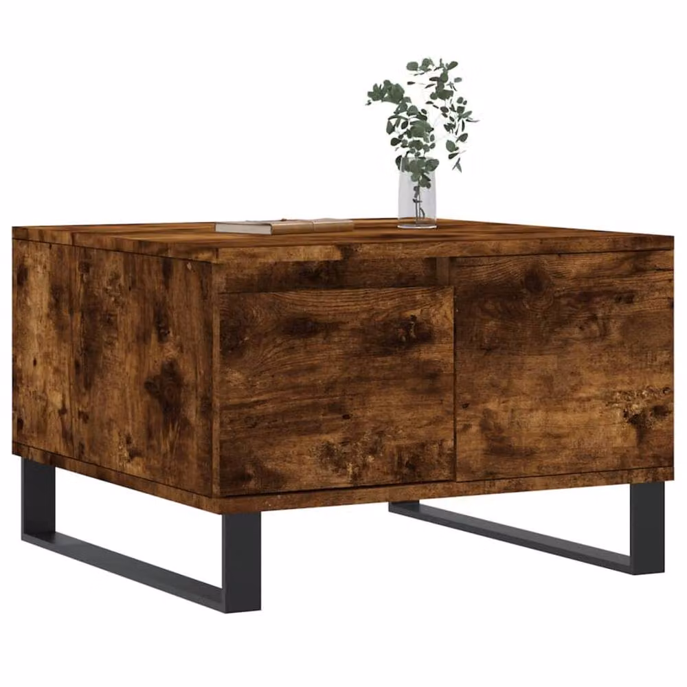 Berkfield Home Modern Square Coffee Table in Smoked Oak Brown, W/D/H: 55 x 55 x 36.5 cm – 3