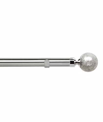 New Edge Blinds 28mm Metal Eyelet Curtain Pole Set in Silver
