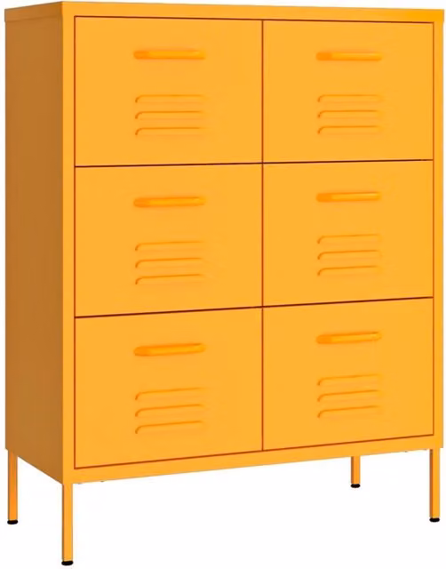 Berkfield Home Mustard Yellow Steel Drawer Cabinet W: 80 cm, D: 35 cm, H: 101.5 cm