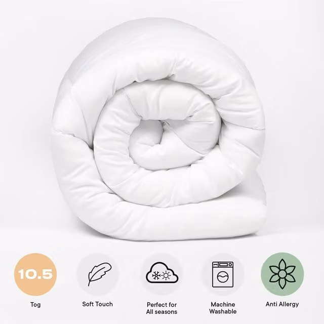 OHS White Super King 10.5 Tog Anti Allergy Hollow Fibre Winter Duvet
