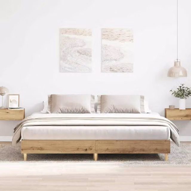 Berkfield Home Artisan Oak Bed Frame in Brown, Engineered Wood, 160 x 200 cm
