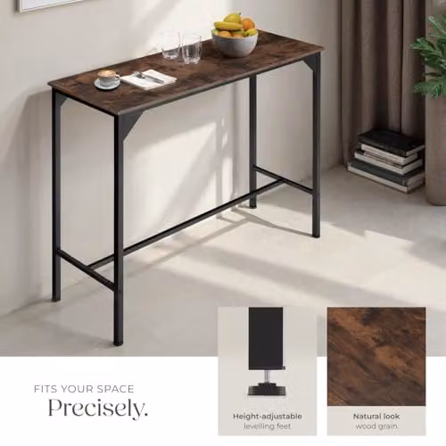 tectake Height-Adjustable Industrial Dining Table with MDF Laminate Top in Brown, W/D/H: 150 x 40 x 100.5 cm – 5