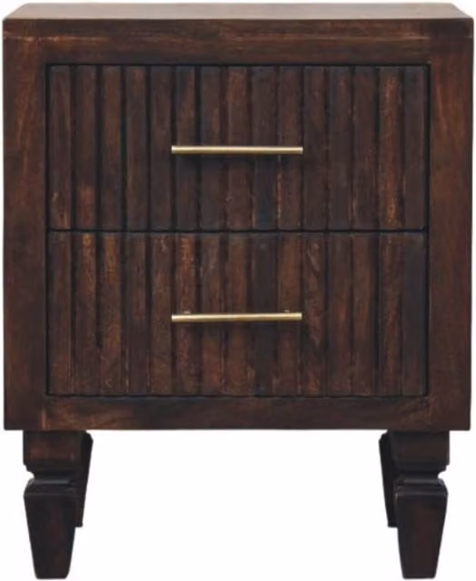 Artisan Furniture Mango Wood Modern 2 Drawer Nightstand in Brown