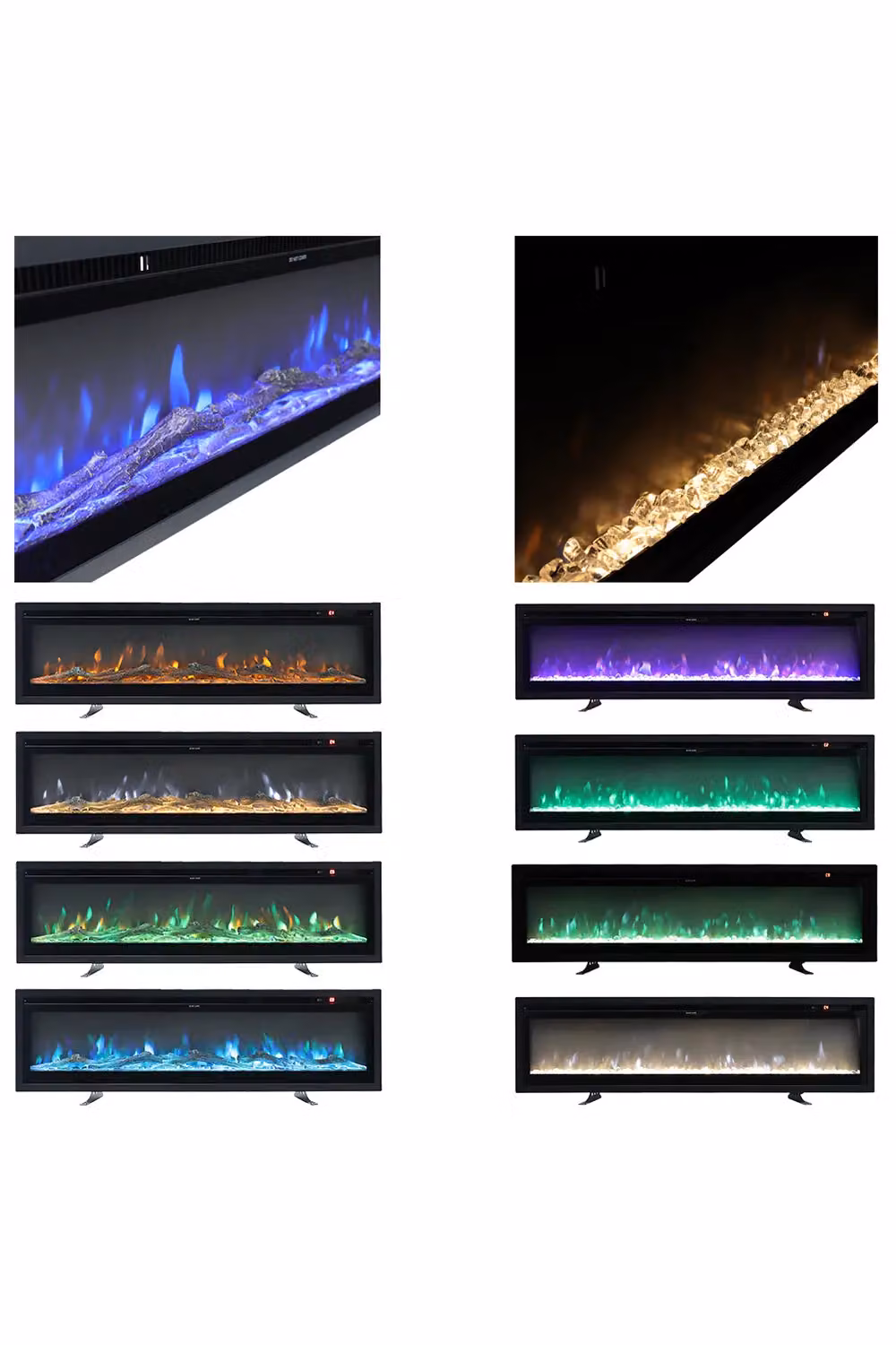 Living and Home 50 Inch Electric Fireplace with Remote, 12 Flame Colours and 1500W Heating in Black – 4