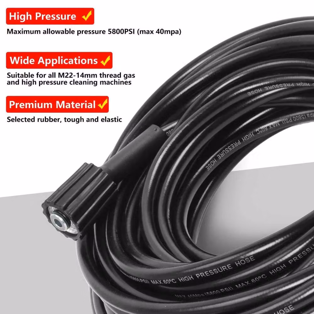 KORVIXA Black High Pressure Washer Extension Hose, 10 m – 3