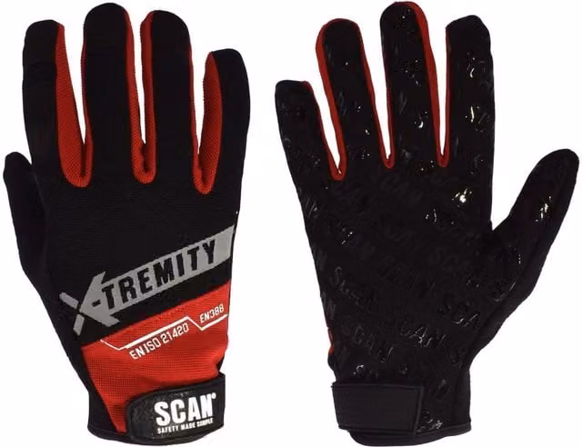 Scan Touch Screen Function Work Gloves in Black and Multicolour, Size: XL – 1
