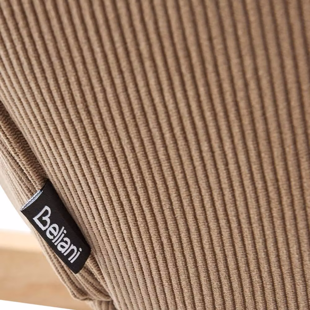 Wyld and Coco Taupe Jumbo Cord Rocking Armchair with Wide Backrest and Black Metal Legs in Beige – 4