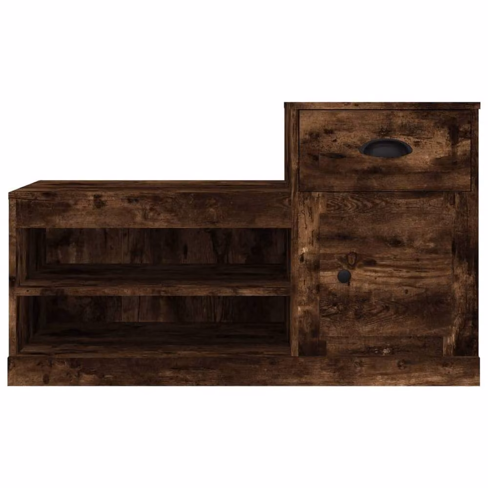 Berkfield Home Smoked Oak Shoe Cabinet in Brown, W/D/H: 100 x 42 x 60 cm – 4