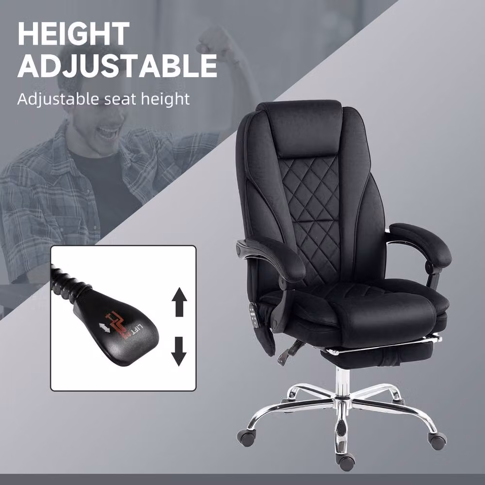 STILVORA Black Fabric Executive Massage Office Chair with Headrest and 360 Degree Swivel – 6