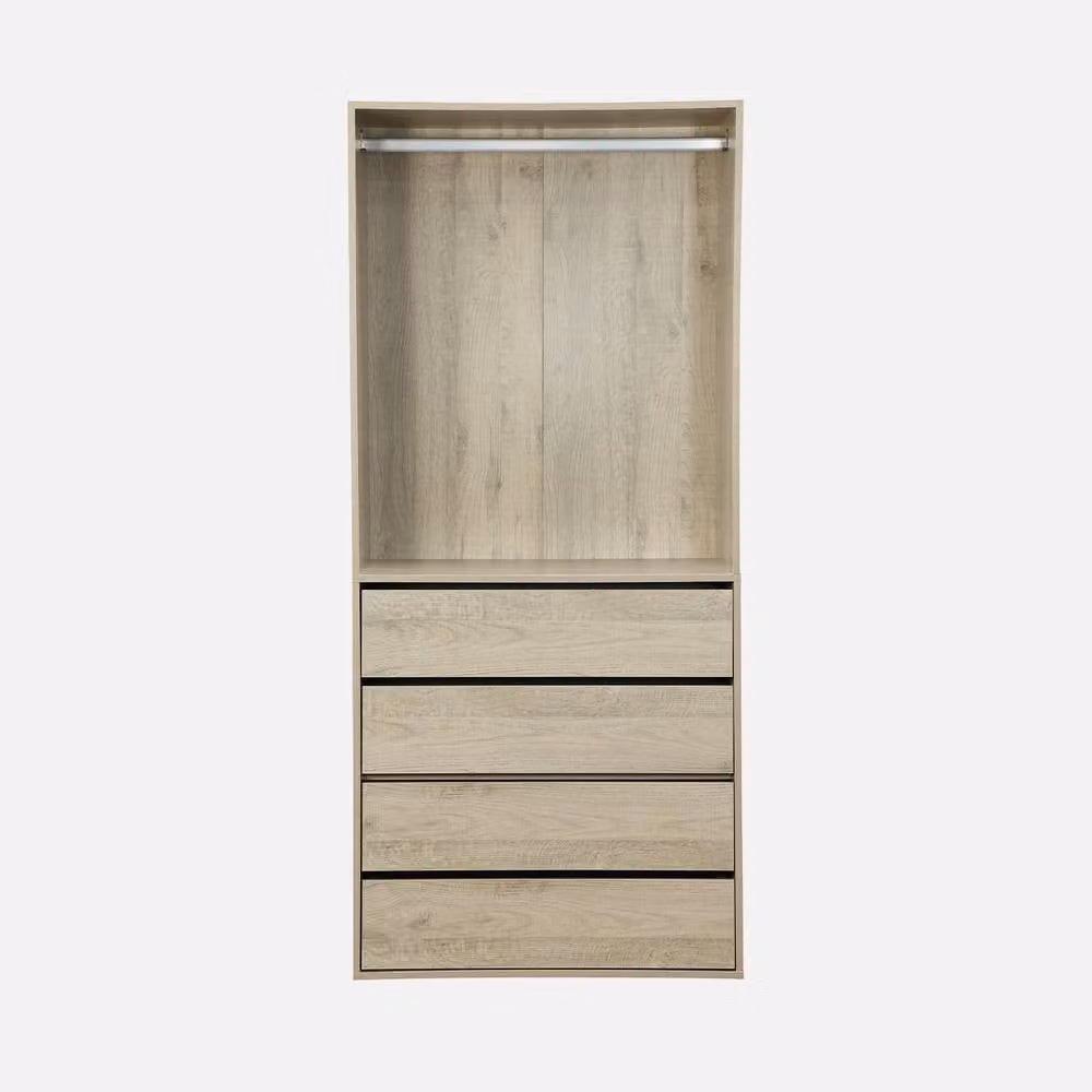sweeek Modular Open Wardrobe Drawer and Rail Unit in Brown, H 180 x W 80 cm – 2