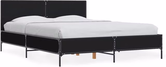 Berkfield Home Small Double Bed Frame in Black, W/D/H: 120 x 200 cm