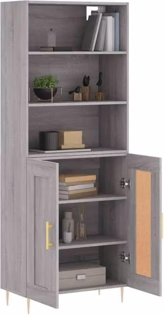 Berkfield Home Sonoma Highboard in Grey, W/D/H: 69.5 x 34 x 180 cm – 1