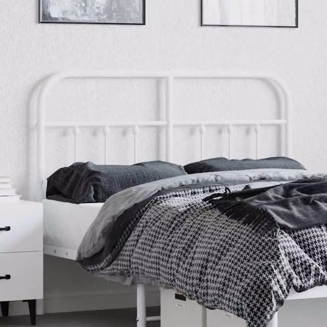Berkfield Home Metal Headboard in White – 1