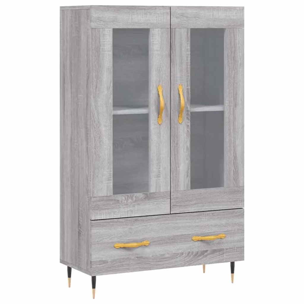 Berkfield Home Modern Grey Sonoma Highboard with Glass Doors, W/D/H: 69.5 x 31 x 115 cm – 2