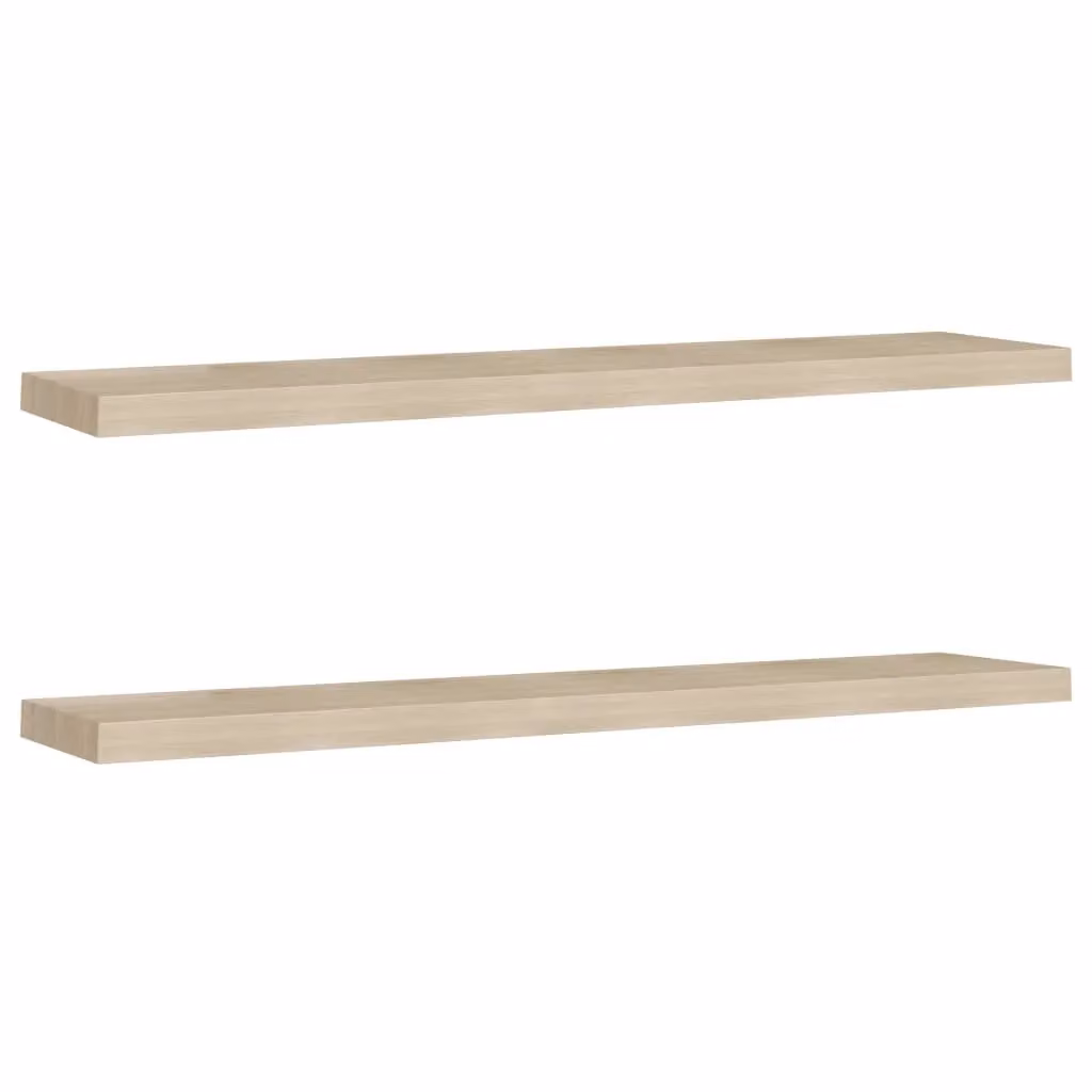 Berkfield Home Set of 2 Floating Wall Shelves in Brown Oak MDF, W: 120 cm, D: 23.5 cm, H: 3.8 cm – 2