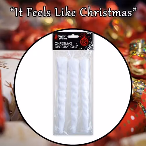 VFM e-Store White Icicle Christmas Hanging Decorations, Pack of 3, 20 cm – 7