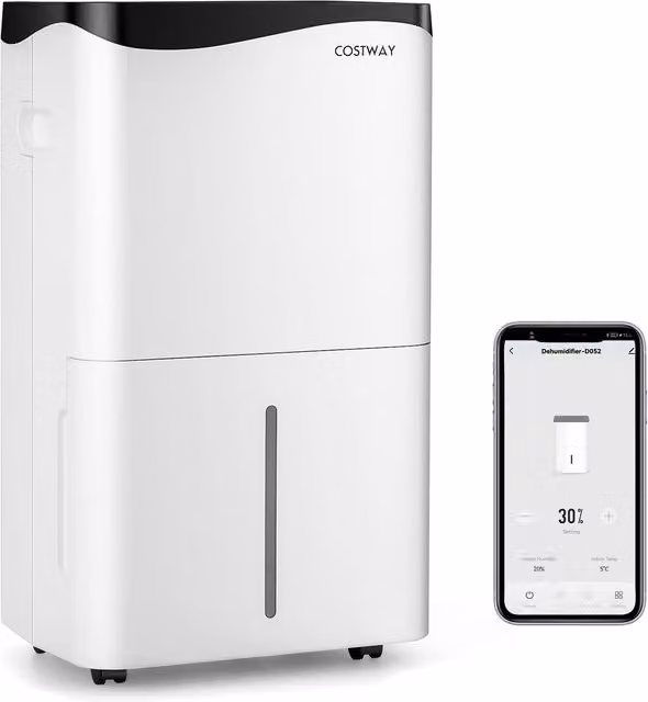 Costway WiFi Smart Home Dehumidifier with App Control and Timer, White