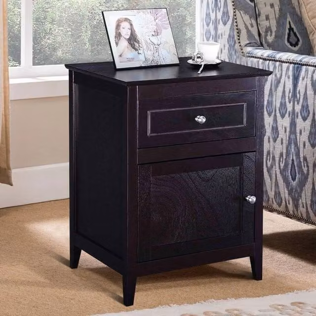 FORGEVIO 2-Tier Black Modern Nightstand and Sofa Side Table – 1