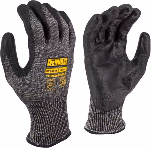 DeWalt Cut D Touchscreen Gloves, Black and Multicolour, Size L (9) – 1