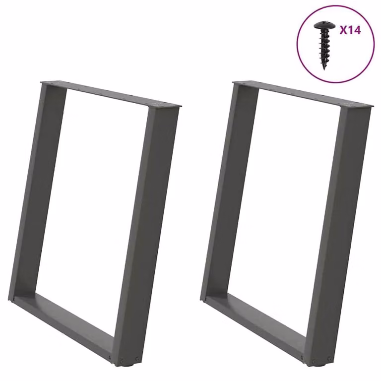 Berkfield Home Modern vidXL U-Shaped Dining Table Legs, 2 Pieces, Anthracite, H: 72.5 cm, W: 80 cm