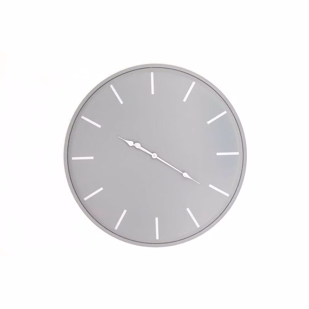 Wyld Haus Minimalist Grey and White Round Analog Metal Wall Clock, Diameter: 80 cm – 2