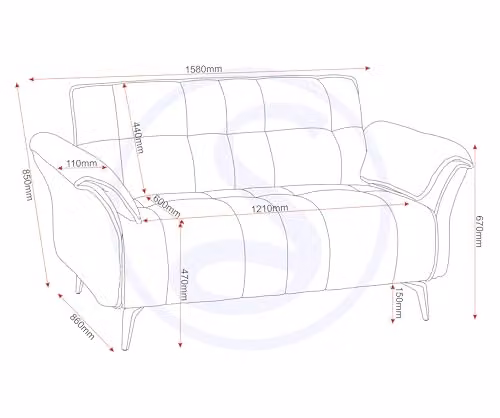 Seconique Amalfi 2 Seater Upholstered Sofa in Grey Fabric – 3