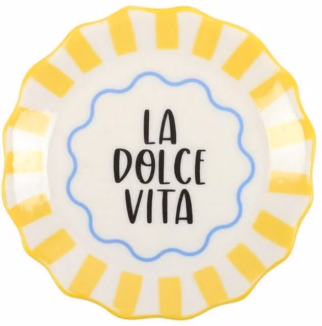 Something Different La Dolce Vita Contrast Striped Trinket Dish in Yellow and White