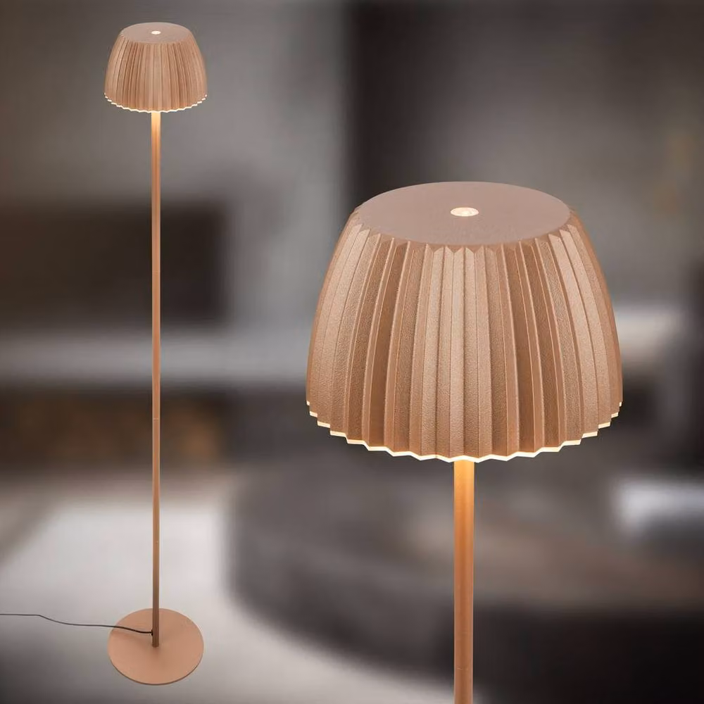 Briloner LED Floor Lamp in Brown, Dimmable Warm White Reading Light with USB-C, Height: 124 cm – 3