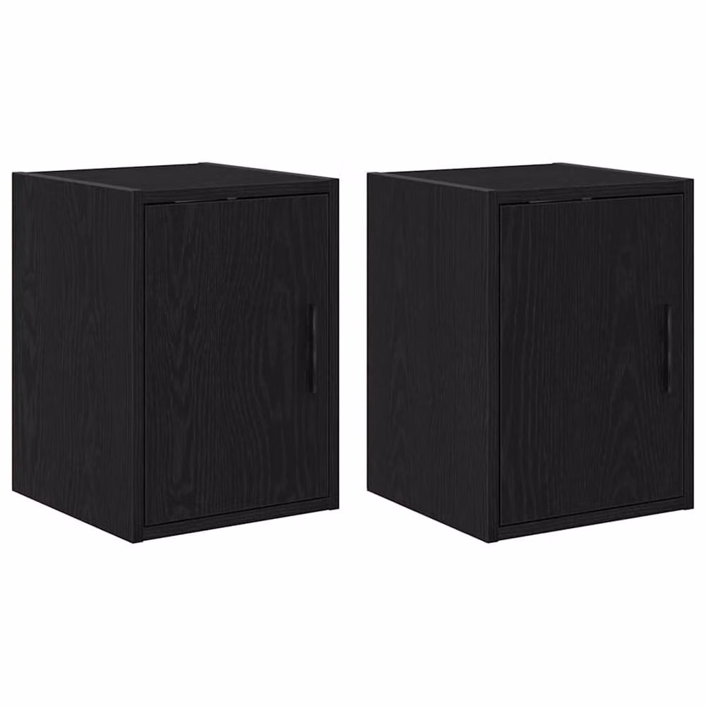 Berkfield Home Set of 2 Black Wall Mounted Garage Cabinets in Matt Engineered Wood – 2