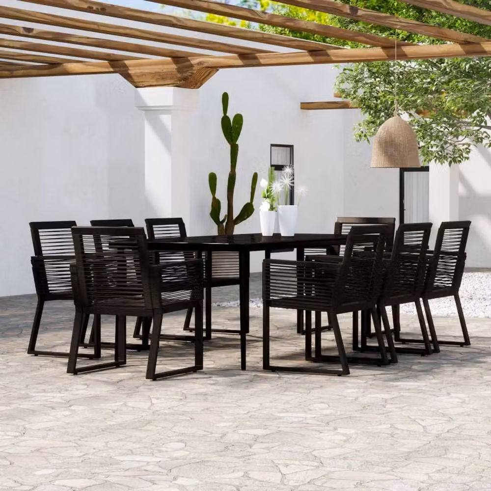Berkfield Home 9 Piece Modern Garden Dining Set in Black – 2