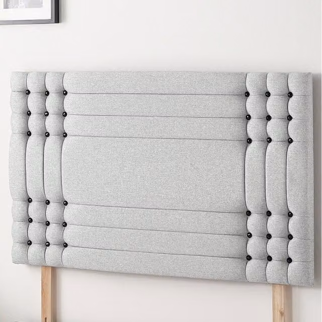 Somnior Beds Ltd Saville Linen Fabric Upholstered Divan Headboard in Green, Black or Grey, Height: 81.28 cm