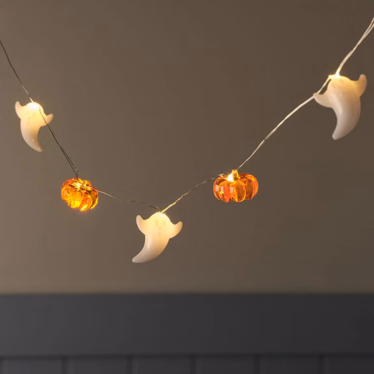 Lights4fun 20 Ghost and Pumpkin Halloween Micro LED Fairy Lights in Warm White