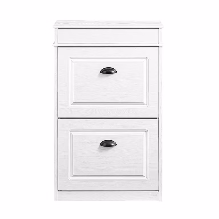 SoBuy Modern Slim Shoe Cabinet with Tilting Compartments in White