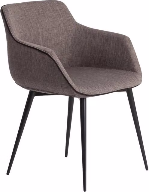 Angel Cerda Dark Grey Fabric Dining Chair with Armrests and Black Metal Frame – 1