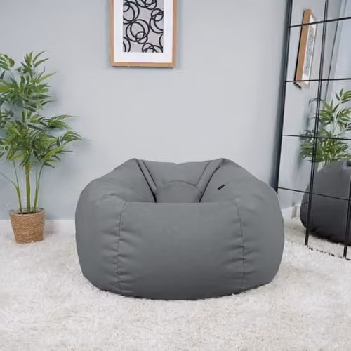 rucomfy Veneto Classic Adult Beanbag in Grey Velvet with Removable Cover – 2