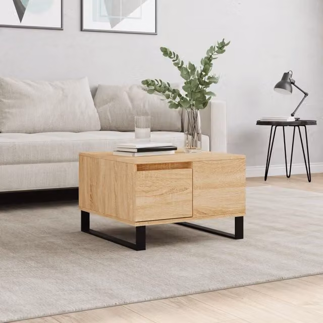 Berkfield Home Sonoma Oak Coffee Table in Brown, W/D/H: 55 x 55 x 36.5 cm