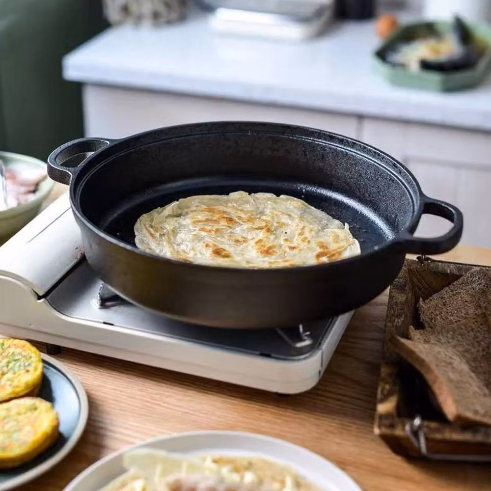 Ventryn Uncoated Cast Iron Frying Pan, Grill and Skillet in Black – 4