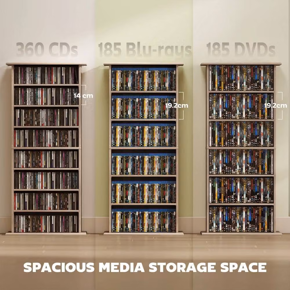 NESTLUNE Brown CD and DVD Storage Unit with Media Compartments, W: 100 cm, D: 15 cm, H: 15 cm – 5