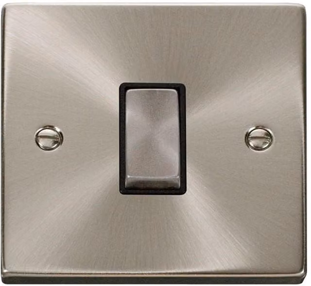 SE Home 10A 1 Gang 2 Way Ingot Light Switch in Brushed Chrome and Metallic Silver