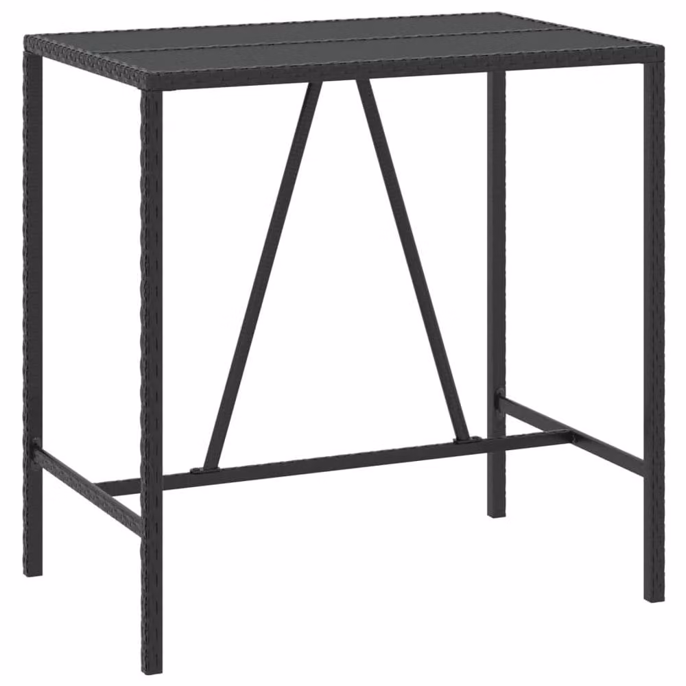 Berkfield Home Beautiful 5 Piece Black Poly Rattan and Solid Acacia Wood Garden Bar Set – 5