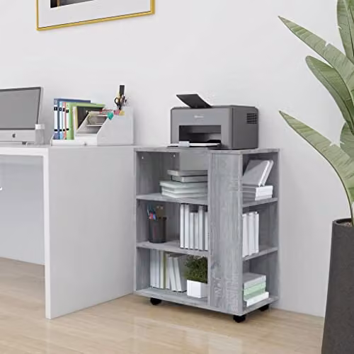 vidaXL Rolling Cabinet in Grey Sonoma, W: 60 cm, D: 35 cm, H: 75 cm, Made of Engineered Wood – 2