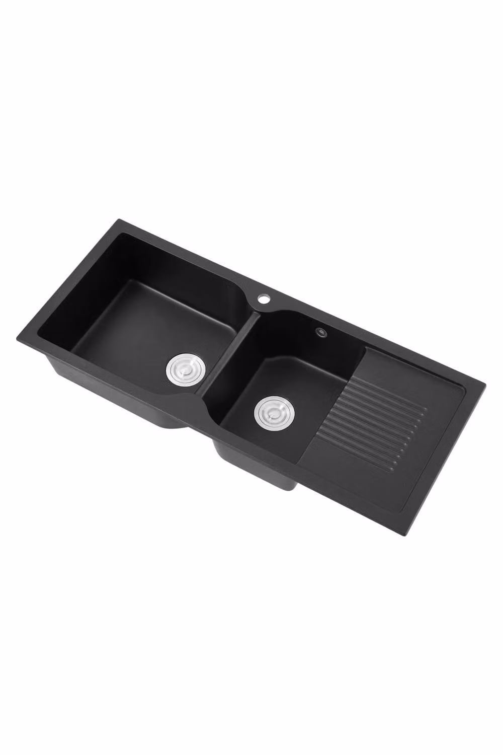 Living and Home Double Bowl Granite Composite Kitchen Sink with Waste Kit in Black – 2