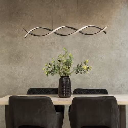ValueLights Matt Black Double Twist Suspended Ceiling Light with Integrated LED and Touch Control – 2