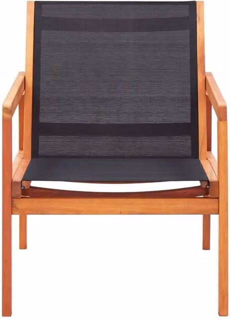 Berkfield Home Garden Lounge Chair in Black Solid Eucalyptus Wood and Textilene – 1