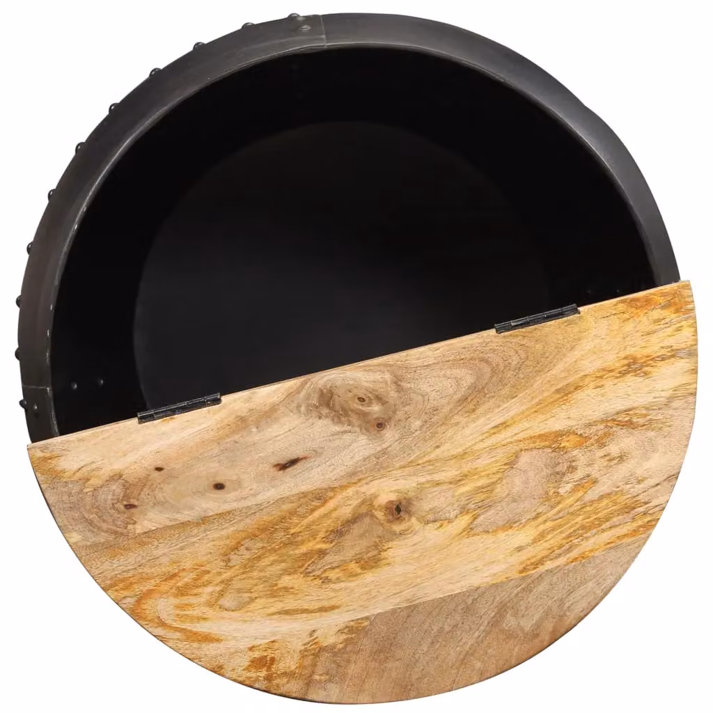 Berkfield Home Round Coffee Table in Brown Solid Mango Wood, W: 53 cm, D: 43 cm – 2